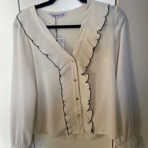 Pleated Ruffle Blouse